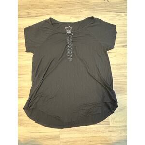 American Eagle Outfitters Soft & Sexy lace-up black t-shirt